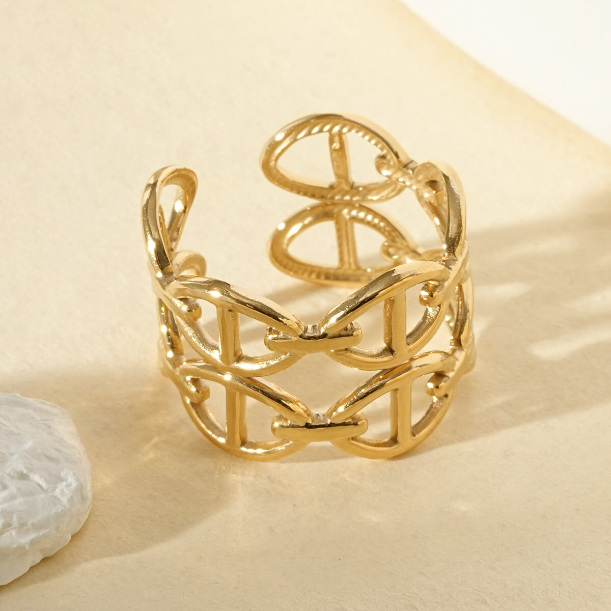 Bague Nora – Double Rangée Maillons Ovales