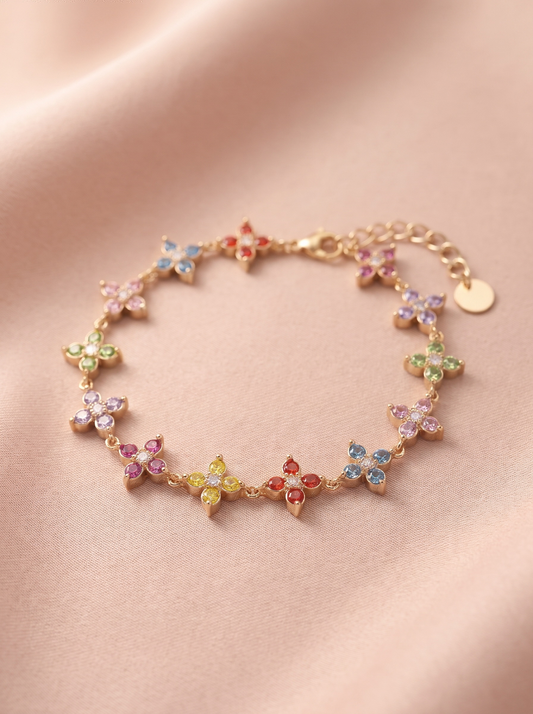 Bracelet Lyana – Fleurs Serties de Strass – Multicolore