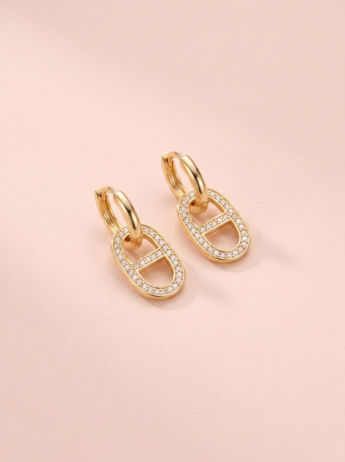 Boucles Milla– Créoles maille marine strass