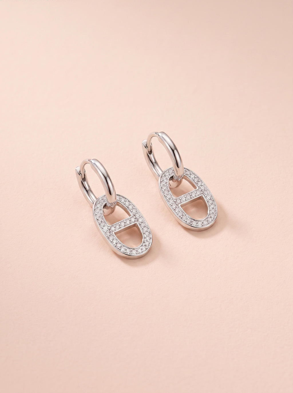 Boucles Milla – Créoles Maille Marine Strass – Argenté
