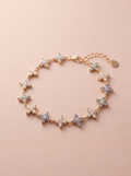 Bracelet Lyana – Fleurs Serties de Strass – Turquoise