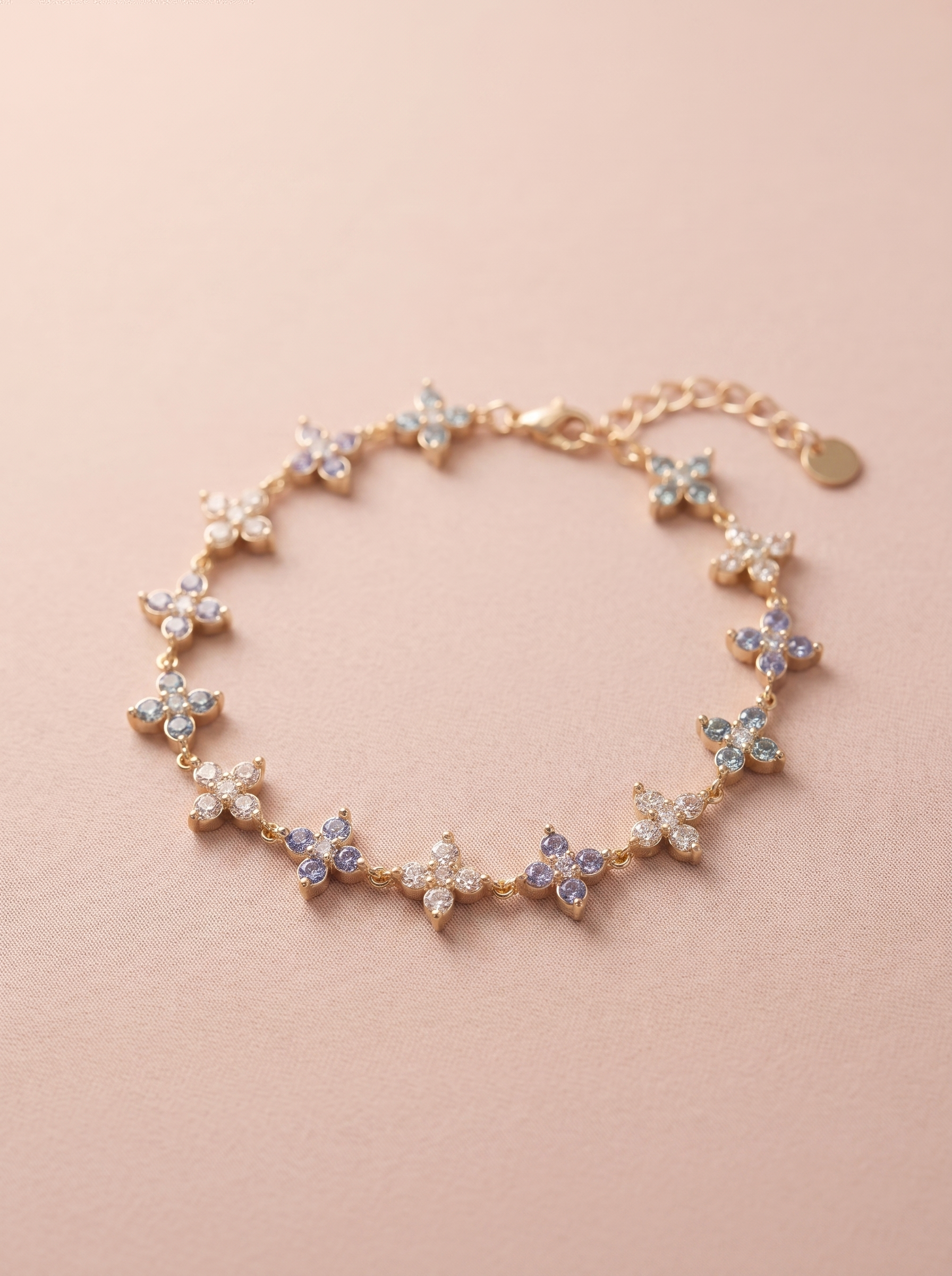 Bracelet Lyana – Fleurs Serties de Strass – Turquoise