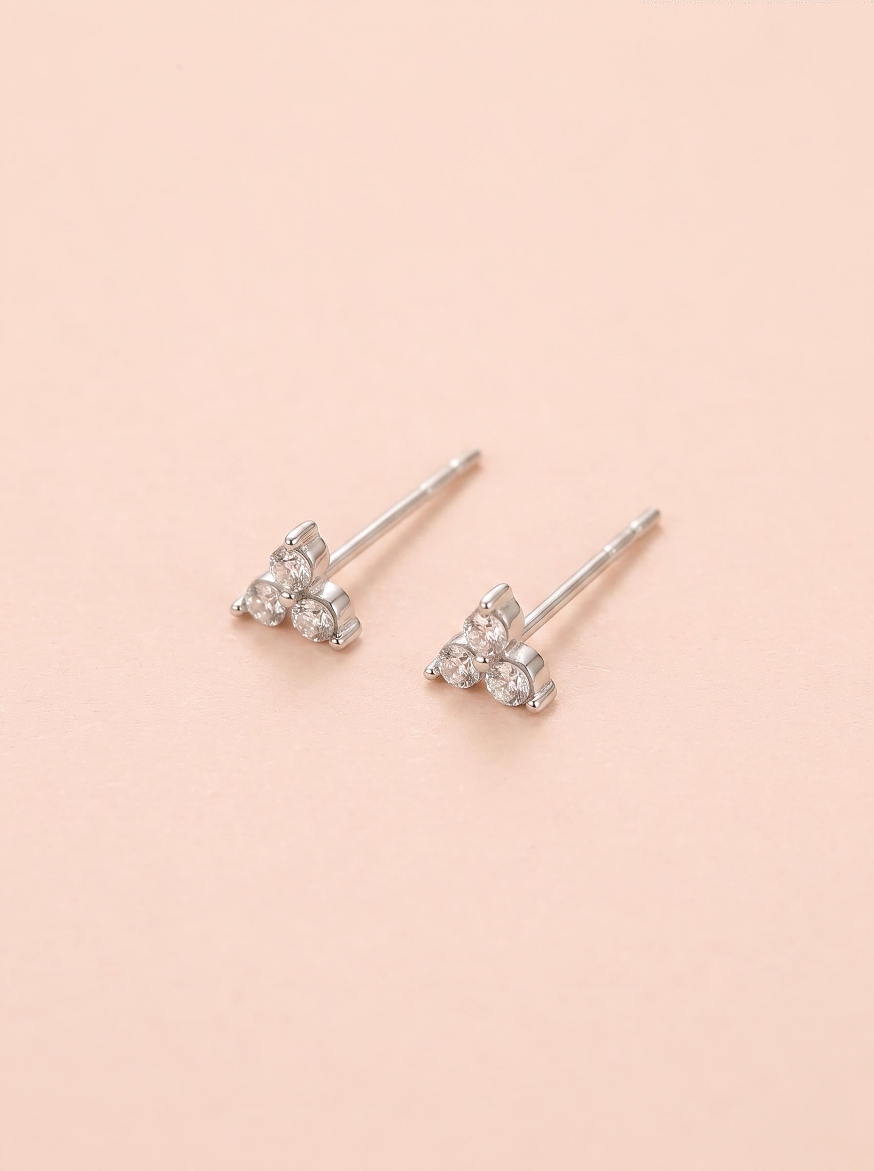 Puces Léora – Trio Mini Strass – Argenté