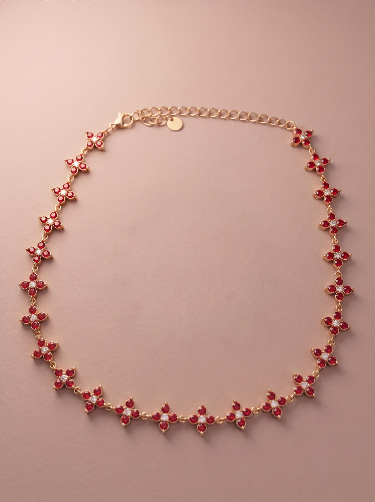 Collier Lyana – Fleurs Serties de Strass – Rouge