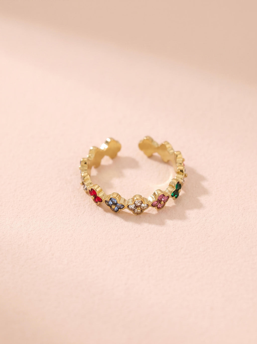 Bague Lyana – Fine Sertie de Fleurs – Multicolore
