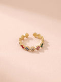 Bague Lyana – Fine Sertie de Fleurs – Multicolore