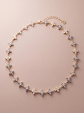 Collier Lyana – Fleurs Serties de Strass – Turquoise