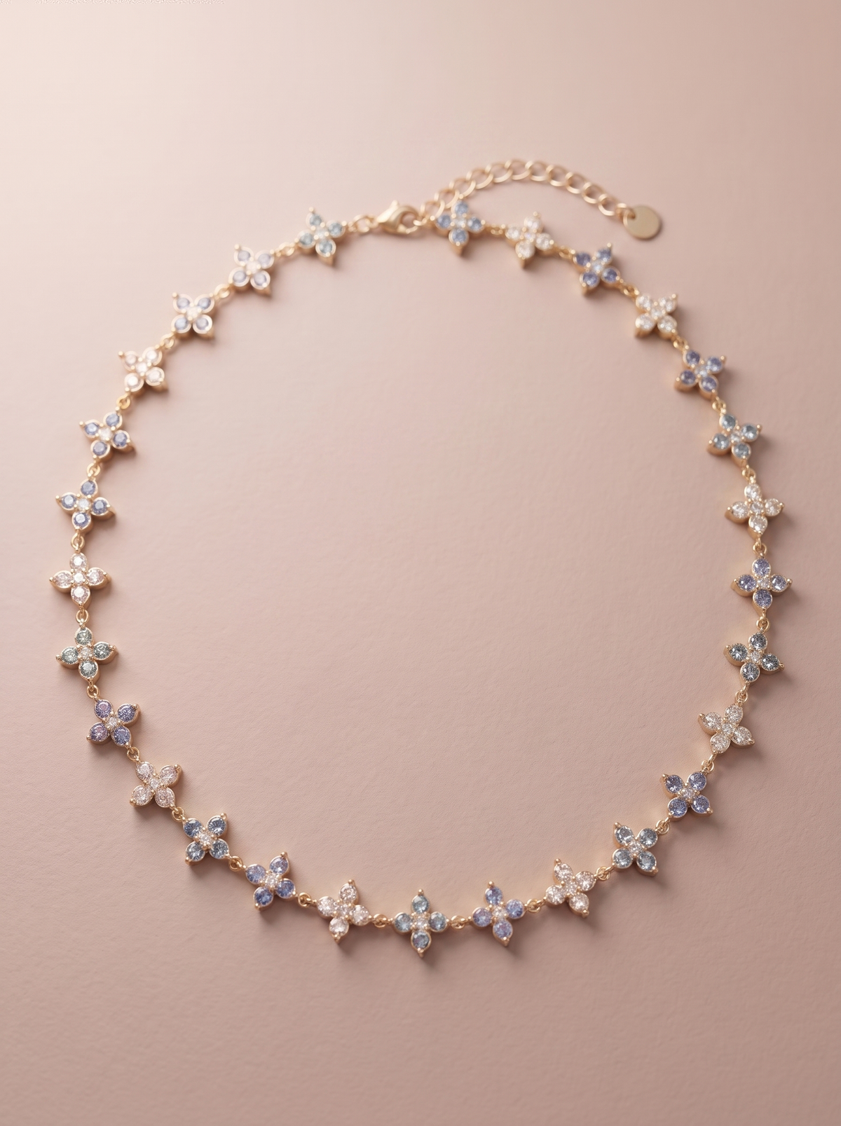 Collier Lyana – Fleurs Serties de Strass – Turquoise