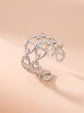 Bague Nora – Double Rangée Mailles Marine – Argenté